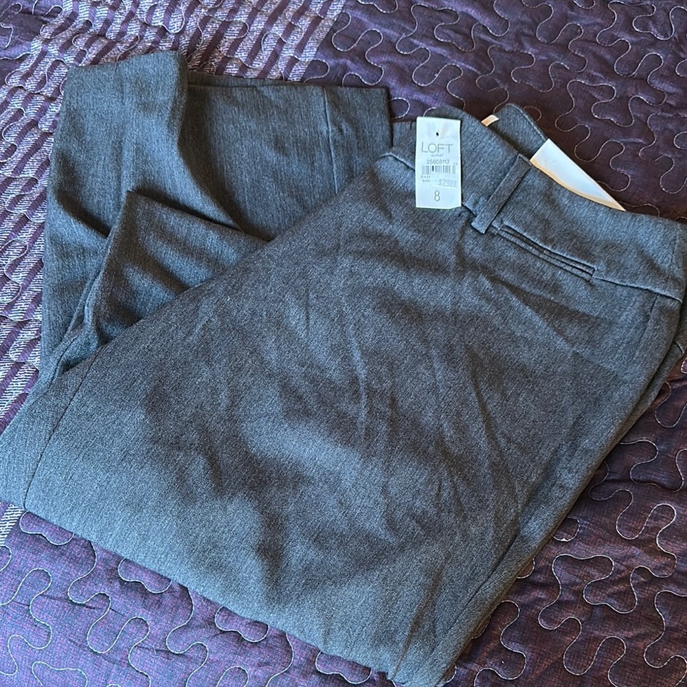 LOFT Gray Dress Pants with Textured Fabric